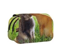ESNAIUVCD Trousse à stylos double couche avec imprimé lapin Amour, convient pour les garçons, les filles et les adultes, cette trousse de bureau avec compartiment, Noir , Taille unique, Trousse de