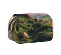 ESNAIUVCD Trousse à stylos double couche avec imprimé paysage prairie, convient pour les garçons, les filles et les adultes, cette trousse de bureau avec compartiment