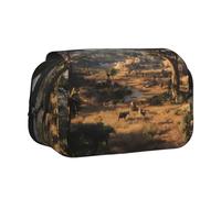 ESNAIUVCD Trousse à stylos double couche avec imprimé savane africaine, convient pour les garçons, les filles et les adultes, cette trousse de bureau avec compartiment