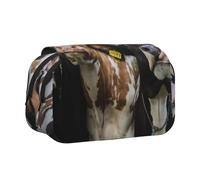 ESNAIUVCD Trousse à stylos double couche avec imprimé vache et prairie, convient pour les garçons, les filles et les adultes, cette trousse de bureau avec compartiment, Noir , Taille unique, Trousse