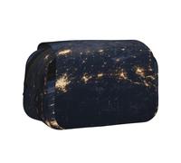 ESNAIUVCD Trousse à stylos double couche avec motif vue de la terre imprimée, convient pour les garçons, les filles et les adultes, cette trousse de bureau avec compartiment, Noir , Taille unique