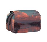 ESNAIUVCD Trousse à stylos double couche imprimée River and The Great Sky, convient pour les garçons, les filles et les adultes, cette trousse de bureau avec compartiment