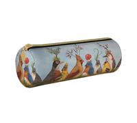 ESNAIUVCD Trousse cylindrique en cuir imprimé animal party - Cuir PU de haute qualité, papeterie multifonctionnelle, convient aux étudiants, blanc, Taille unique, Beauty Case, Blanc, Taglia Unica,