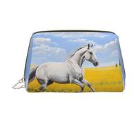ESNAIUVCD Trousse de maquillage avec impression artistique - Pour femme - En cuir synthétique - Avec sangle de poignet, doré, Taille unique