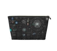 ESNAIUVCD Trousse de maquillage de voyage en cuir avec illustration abstraite, science, chimie, illustration 3D, trousse de toilette de voyage pour homme et femme, pochettes d'organisation pour sac à