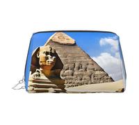 ESNAIUVCD Trousse de maquillage imprimée Pyramides d'Égypte, trousse de maquillage, trousse de maquillage en cuir synthétique pour femme avec dragonne, Argenté., Taille unique
