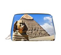 ESNAIUVCD Trousse de maquillage imprimée Pyramides d'Égypte, trousse de maquillage, trousse de maquillage en cuir synthétique pour femme avec dragonne, doré, Taille unique