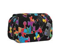ESNAIUVCD Trousse de sensibilisation à l'autisme avec motif cœur - Grande capacité - Double couche - Convient pour les garçons, les filles et les adultes - Trousse de bureau avec compartiment