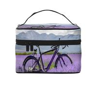 ESNAIUVCD Trousse de toilette rétro motif champs de lavande - Grand sac de maquillage de voyage pour femme, Noir , Taille unique, Trousse de beauté