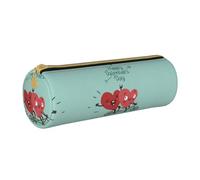 ESNAIUVCD Two Hearts Fall in Love On Bicycle Trousse cylindrique en cuir avec fermeture éclair - Cuir PU de haute qualité, rangement multifonctionnel pour papeterie, convient pour les étudiants,