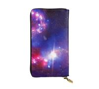 ESNAIUVCD Univers Starry Stars Print Portefeuille en cuir véritable pour femme et homme, sac à main multifonction, fermeture éclair, grand sac à main de voyage pour téléphone portable, Noir , Taille