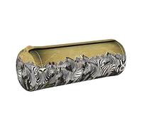 ESNAIUVCD Zebra Trousse à crayons cylindrique en cuir synthétique avec fermeture éclair Motif circuit imprimé hippodrome, blanc, Taille unique, Trousse de beauté