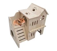 Esncddym Château pour cochons d'Inde, Maison cachée pour Hamster | Cabane à gerbilles à Deux étages avec échelle - Maison de Hamster agrandie en Bois et Habitat pour Gerbille