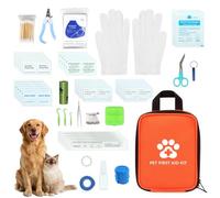 Esoes Kit de premiers secours pour chien et chat [128 pièces] Kit de premiers secours pour petits animaux, kit d'urgence pour chiens et chats, idéal pour les animaux domestiques, pour la maison en