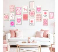 Esoes Lot de 16 posters esthétiques - Rose - Dégradé de couleur - Numéro Aura - Tableau mural - Poster esthétique - Papillon - Citations inspirantes - Images sur toile pour adolescentes et filles