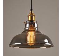 Esoes Verre Rétro Suspension Luminaire Industrielle Vintage Plafonniers Lustre Edison Culot E27 Eclairage de Plafond Lampe Suspensions (Ampoule Non inclut) (Gris fumé)
