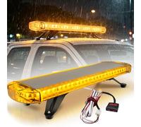 Esoldnic 75.5CM 56 LED Barre lumineuse LED stroboscopique IP65 étanche Feu clignotant ambre d'avertissement pour véhicule avec lentille flood et support de fixation (urgence/danger)