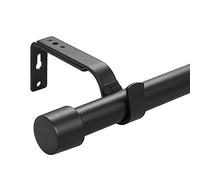 Eson Casa Tringle à rideaux à œillets très résistante avec supports réglables pour chambre à coucher, salon, bureau - 72 à 216 cm de diamètre - 25 mm de diamètre - Noir