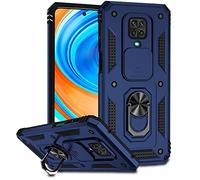 ESONG Coque Para Xiaomi Redmi Note 9S/9 Pro/9 Pro Max,TPU+PC Rigide Armure Housse avec Lentille Coulissante Couverture/Rotation à 360 Anneau de Support,pour Support Téléphone Voiture Magnétique,Marine
