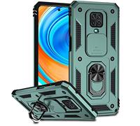 ESONG Coque Para Xiaomi Redmi Note 9S/9 Pro/9 Pro Max,TPU+PC Rigide Armure Housse avec Lentille Coulissante Couverture/Rotation à 360 Anneau de Support,pour Support Téléphone Voiture Magnétique,Vert