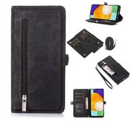 ESONG Coque pour Oppo A72 5G/A73 5G/A53 5G/A72n 5G,Etui en Cuir PU Portefeuille Flip Case Antichoc Housse avec Fentes de Cartes,Fonction Support,Fermeture Magnétique,Lanyard Dragonne,Le Noir