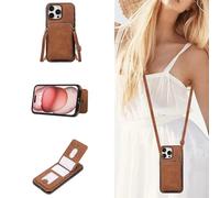 ESONG Portefeuille Coque pour iPhone XR avec Collier,Etui en Cuir PU Flip Folio Rabat Housse pour FemmesAvec Fentes de Cartes,Magnétique,Béquille,Case Clapet Brun