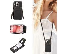 ESONG Portefeuille Coque pour iPhone XR avec Collier,Etui en Cuir PU Flip Folio Rabat Housse pour FemmesAvec Fentes de Cartes,Magnétique,Béquille,Case Clapet Noir
