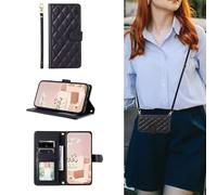 ESONG Portefeuille Coque pour Xiaomi 15T Pro avec Cordon,Etui en Cuir PU Flip Folio Housse,Crossbody Case pour Fille avec Magnétique,béquille,Fentes de Cartes Noir