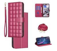 ESONG Portefeuille Coque pour Xiaomi Poco C55/Redmi 12C avec Cordon,Etui en Cuir PU Flip Folio Housse pour Fille,Crossbody Case,avec Magnétique,Fentes De Cartes,Béquille Rouge