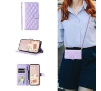 ESONG Portefeuille Coque pour Xiaomi POCO C85 4G avec Cordon,Etui en Cuir PU Flip Folio Housse,Crossbody Case pour Fille avec Magnétique,béquille,Fentes de Cartes Violet
