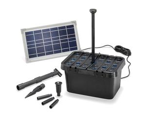 Esotec 100900 Kit complet de filtration solaire pour bassin 380 l/h + module solaire 8 W - Kit complet pour bassins et vasques jusqu'à 1 000 l - Jeu d'eau décoratif - Pompe de bassin solaire
