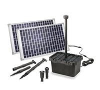 Esotec 100904 Kit complet de filtres solaires, professionnels, débit : 1700 l/h, avec 2 panneaux 25 W, un jeu d'eau décoratif et une pompe solaire, pour les bassins jardin allant jusqu'à 5000 l