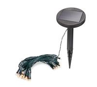 Esotec 102166 Guirlande lumineuse solaire, lucioles, 24 LED blanc chaud, longueur totale 4,5 m, longueur d'éclairage 2,5 m, câble d'alimentation 2 m, batterie, panneau solaire, piquet de terre