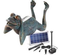 esotec Gargouille solaire avec kit de pompe de bassin grenouille paresseuse grenouille - Mini étang - Jeu d'eau de jardin - Pompe submersible - Fontaine de jardin - Pour extérieur, balcon, étang