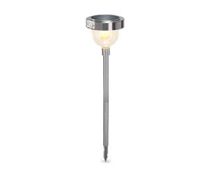 Esotec Lampe solaire PIR Asinara Pro, Duo Color, détecteur de mouvement, batterie, éclairage extérieur LED, éclairage de chemin, métal, extérieur, argent, H = 70 cm, 102530