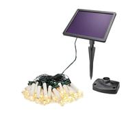 esotec LIFEPO4 Guirlande lumineuse solaire d'extérieur - 10 m - 20 bougies LED blanc chaud - Avec batterie - Panneau solaire - Piquet de terre - Résistante à l'hiver - 102574