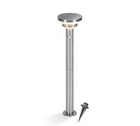 esotec Modena 85 Lampadaire solaire PIR, détecteur de mouvement, 3 modes d'éclairage, batterie, lampe solaire LED, éclairage de jardin, métal, IP44, extérieur, résistant aux intempéries, argenté