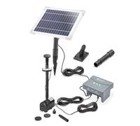 esotec Pompe de bassin solaire avec filtre 6/220 LED pour l'extérieur | Kit pompe d'arrosage 220 l/h | Batterie LiFePo4 | Piquet de terre Panneau solaire 6 W | Fontaine solaire pour étang de jardin |