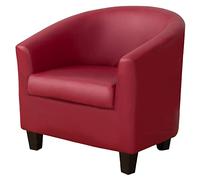ESOUY Housse de Chaise Club 2 Pièces en Cuir PU avec Housse de Coussin, Housse de Chaise de Baignoire Extensible et imperméable, Protecteur de Meubles de Fauteuil Amovible pour Le Salon - Vin Roug