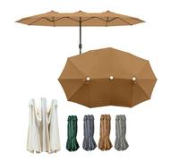 ESOYAWE 460x270cm Auvent De Remplacement pour Parasol Double Face, 12 Baleines Toile De Rechange Housse De Parapluie Imperméable Pare-Soleil en Tissu, pour Jardin, Terrasse, Marché Parasols(Khaki)