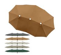 ESOYAWE Extra Large Toile De Rechange pour Parasol Double Face 460x270cm,12 Baleines Auvent De Remplacement pour Parasol Jardin Extérieur, Protection UV Dessus De Parapluie Tissu De Rechange(Khaki)