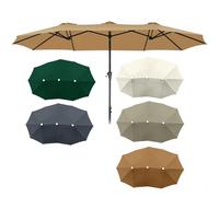 ESOYAWE Rechange Toile De Parasol Double Face pour Jardin Terrasse 460x270cm, 12 Baleines Auvent De Remplacement pour Parasol, Imperméable Polyester Anti-UV Tissu De Rechange pour Parapluie(Khaki)