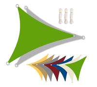 ESOYAWE Voile D'ombrage Triangulaire 3x3x3m 5x5x5m Toile Ombrage Imperméable Anti-UV, Auvent avec Cordes Et Anneau en D, Filet D'Ombrage Pare-Soleil pour Jardin Terrasse Balcon Pergola(Green,3x3x3m)