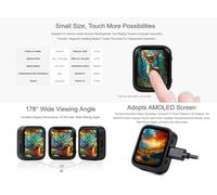 Esp32-S3 1.8 Pouce Amoled Écran Tactile Carte De Développement,Display 368×448 16.7M,Processeur Double C?ur Lx7 32 Bits,Support Wi-Fi 2.4 Ghz Et Ble-5,Intégré Imu 6-Axis,Rtc,Codec Audio