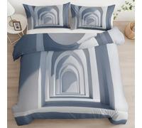 Espace Architecture Moderne Arche Housse de Couette - Parure de Lit 3 Pièces 100% Microfibre - Housse de Couette Imprimée 3D avec Fermeture Éclair - Linge de Lit Doux & Respirant, Gris, 200 x 200 cm