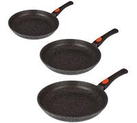 Espace Cuisine - Lot de 3 Poêles 20, 24 et 28cm revêtement façon pierre Noir