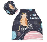 Espace De Vélo Mignon Chat Rouge Housse de Canopée pour Poussette,Siège de Voiture pour Bébé Dais Siège Auto Couverture D'Allaitement Pare-Soleil Respirant Extensible pour Bébé