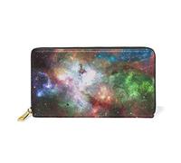 Espace Lointain Ciel Étoilé Univers Portefeuille Zipper Long Bourse en Cuir Véritable avec Titulaire de la Carte de Crédit pour Téléphone Femmes Fille Hommes