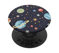 Espace Nuit Planètes Étoiles Céleste Minimal Illustration Art PopSockets PopGrip Adhésif