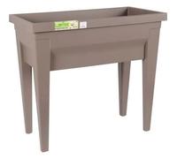EDA - Espace Potager Veg&Table City 57 L - Zone Rétention d'Eau - Pieds avec Bouchon Evacuation - 76 x 38,5 x 68 cm - Taupe